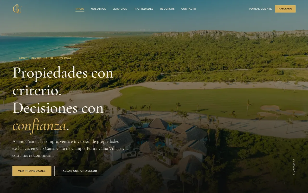 Captura del sitio de Grupo Inmobiliario Universal